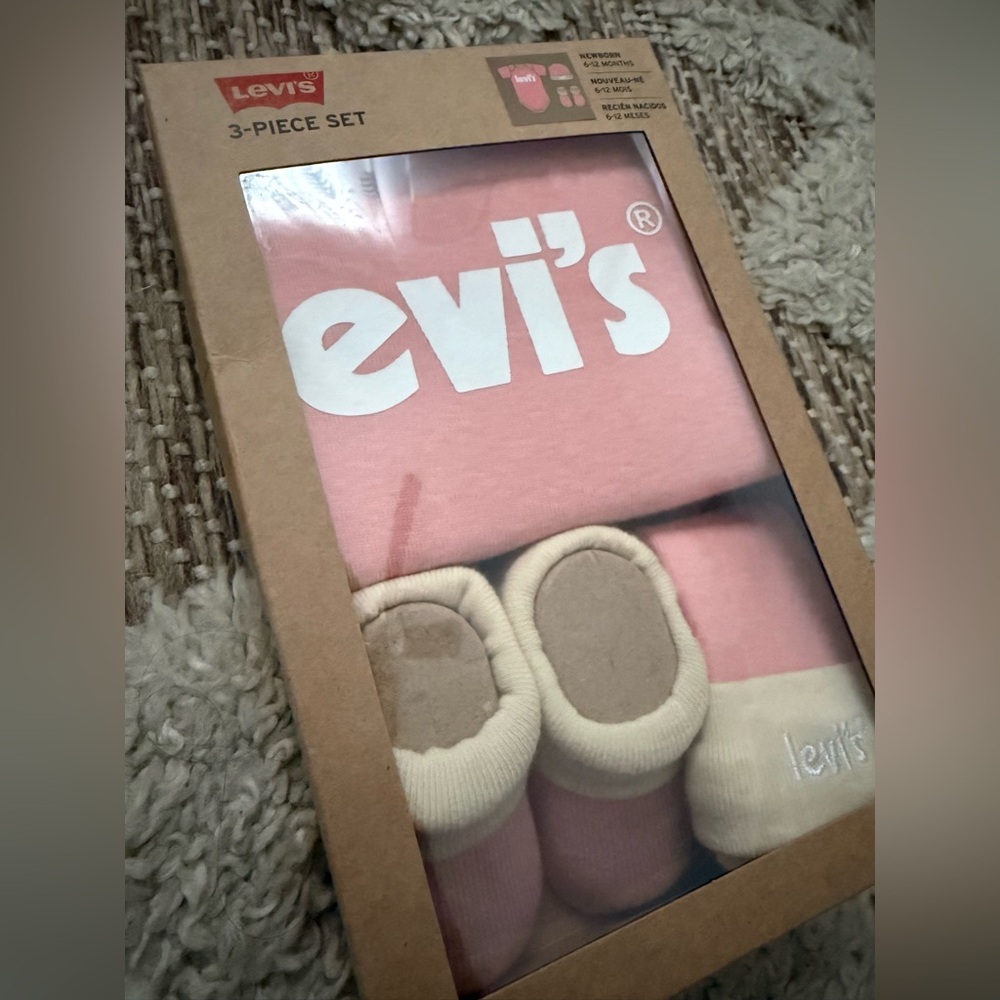 Levi's Pink and Cream Baby 3-Piece Layette Set